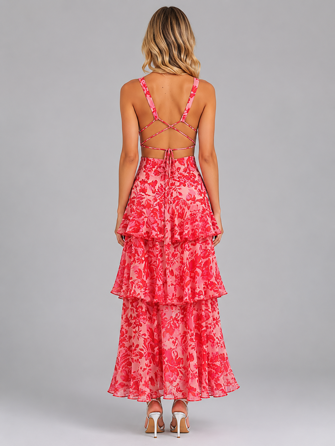 Emmeline | Women's Floral Chiffon Ruffle Maxi Dress