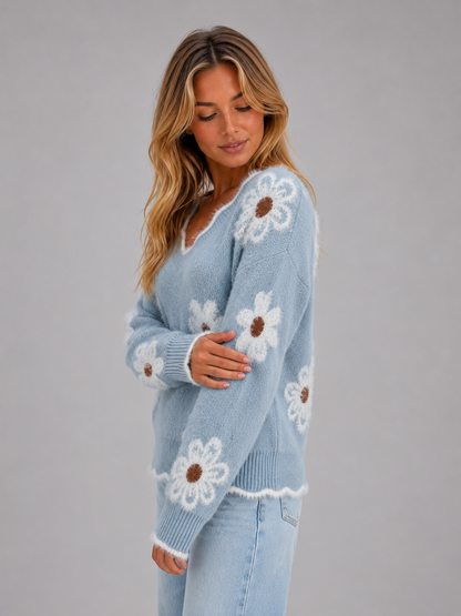 Hettie | Women's Floral V-Neck Jumper