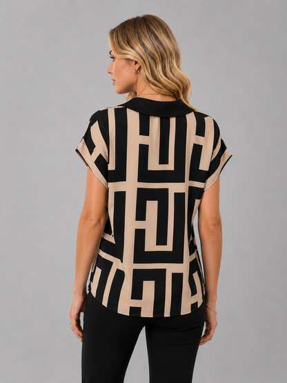Odette | Women's Geometric V-Neck Blouse