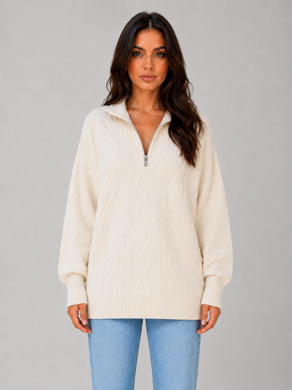 Gwyneth | Women's Half Zip Cable Knit Jumper