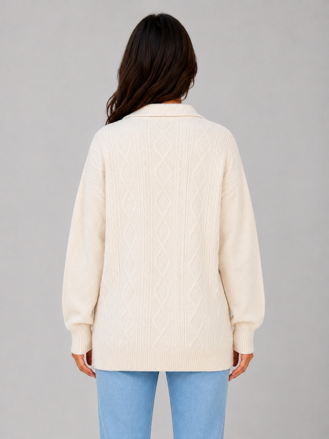 Gwyneth | Women's Half Zip Cable Knit Jumper