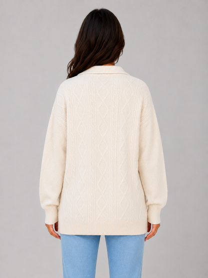 Gwyneth | Women's Half Zip Cable Knit Jumper