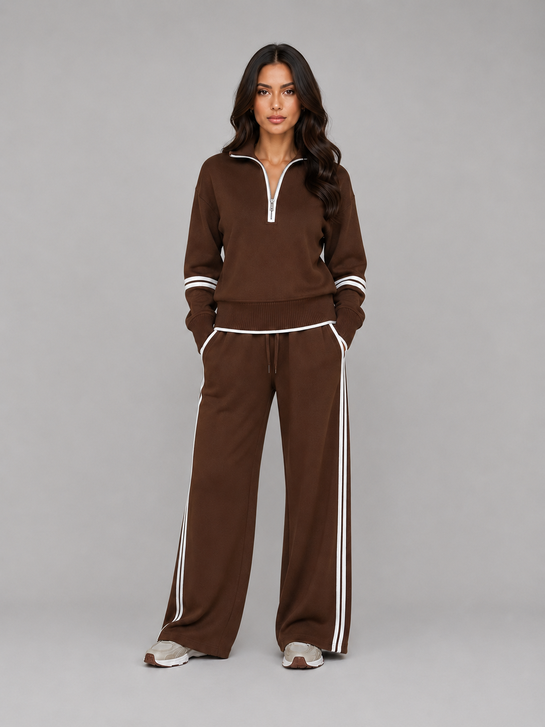 Melisande | Women's Half Zip Wide Leg Tracksuit
