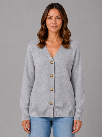 Hesper | Women's Heart Button Knit Cardigan