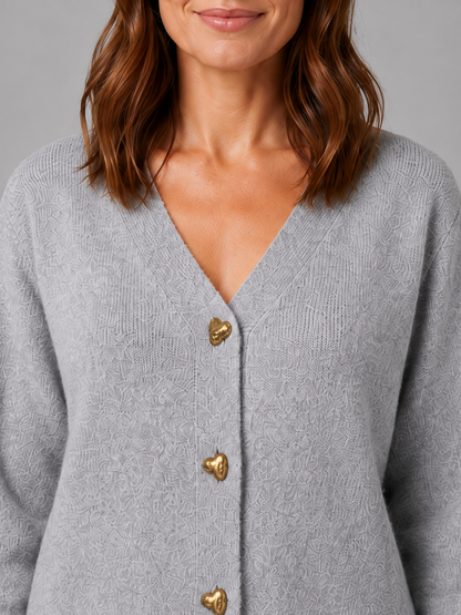 Hesper | Women's Heart Button Knit Cardigan