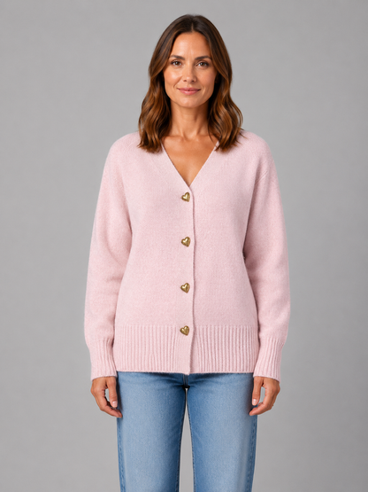 Hesper | Women's Heart Button Knit Cardigan