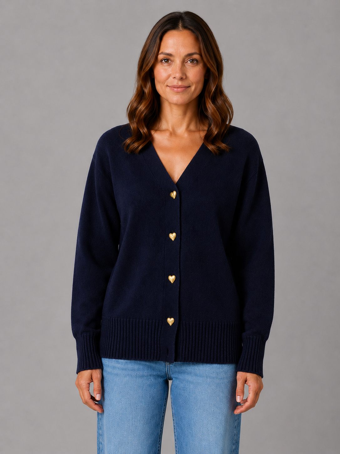 Hesper | Women's Heart Button Knit Cardigan
