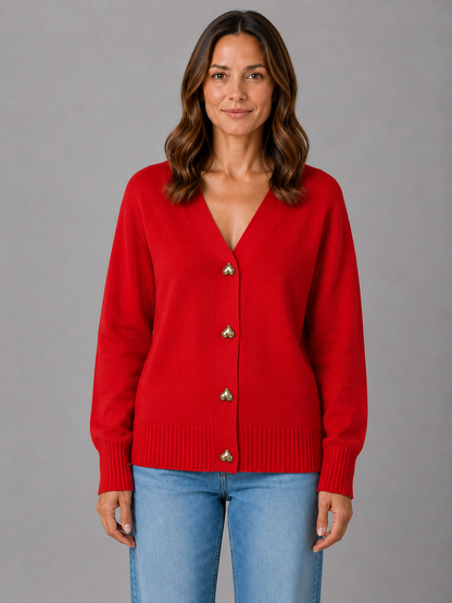 Hesper | Women's Heart Button Knit Cardigan