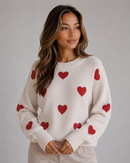 Ursula | Women's Heart Print Crew Neck Jumper