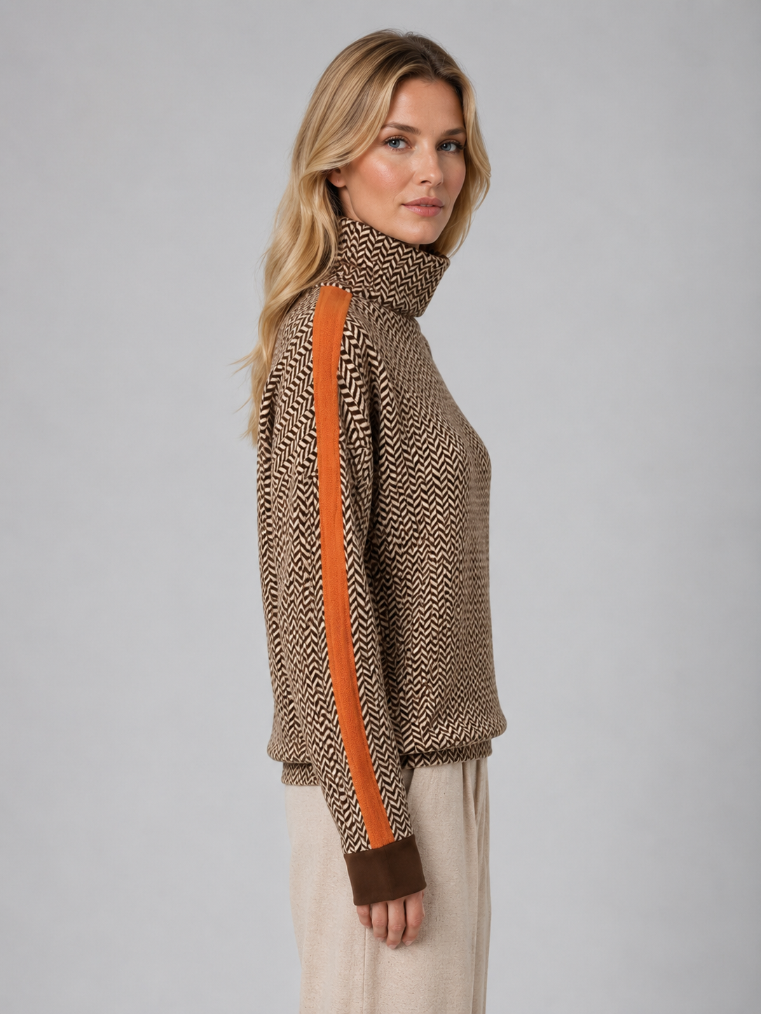 Hilary | Women's Herringbone Turtleneck Jumper
