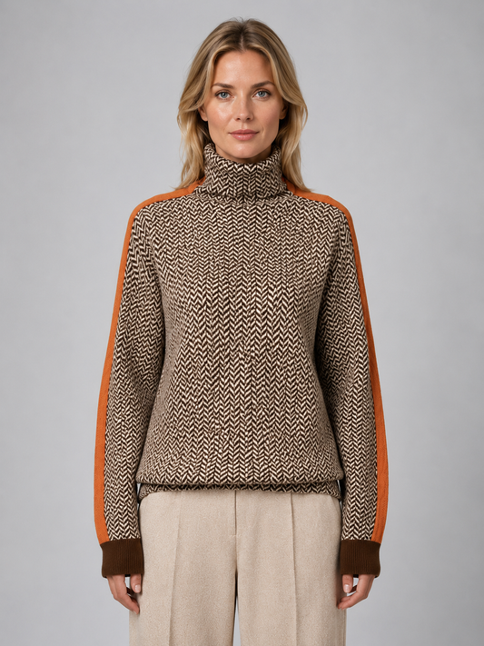 Hilary | Women's Herringbone Turtleneck Jumper