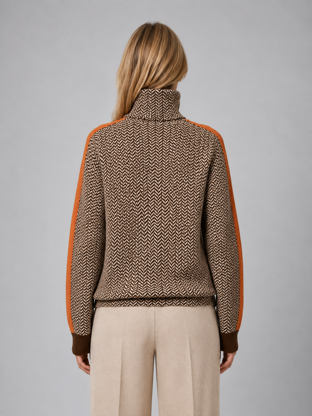 Hilary | Women's Herringbone Turtleneck Jumper