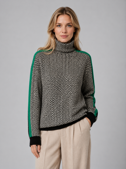 Hilary | Women's Herringbone Turtleneck Jumper