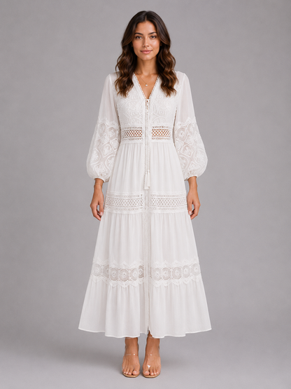 Meredith | Women's Lace Trim Midi Dress