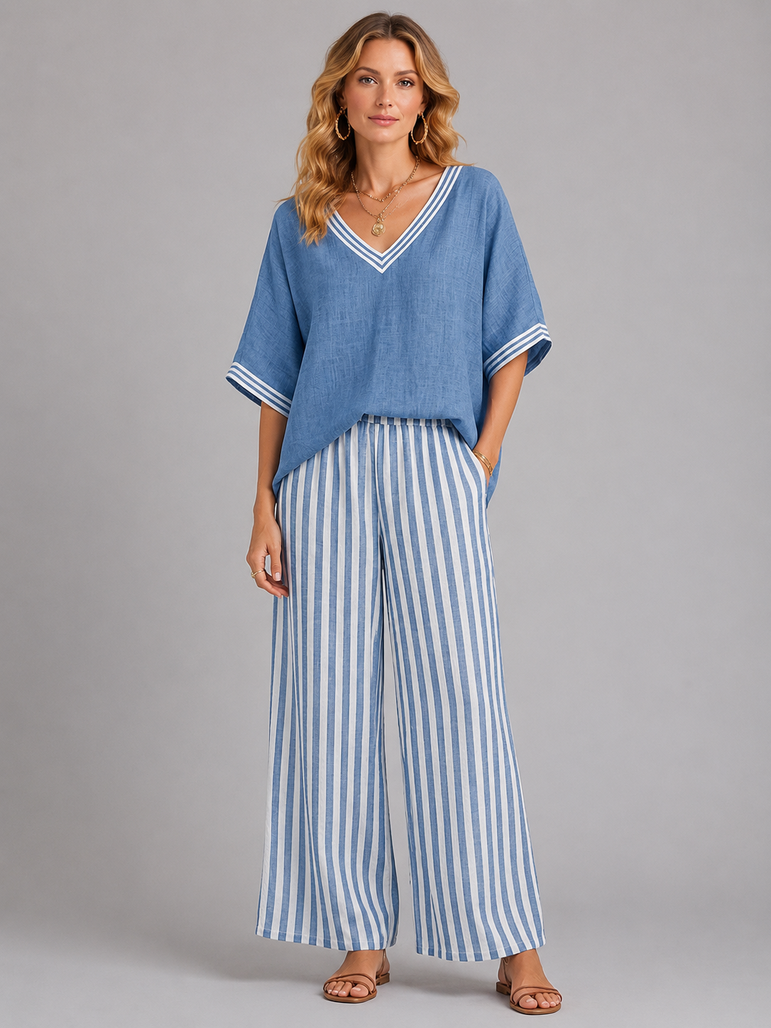 Thea | Women's Linen-Look Two Piece Set