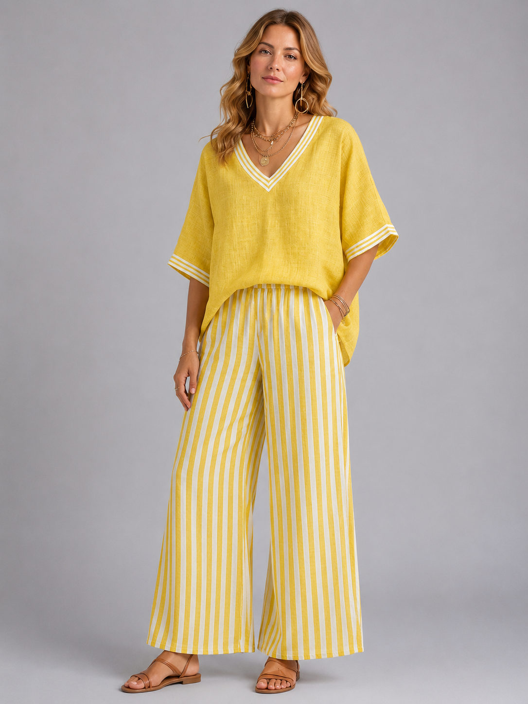 Thea | Women's Linen-Look Two Piece Set