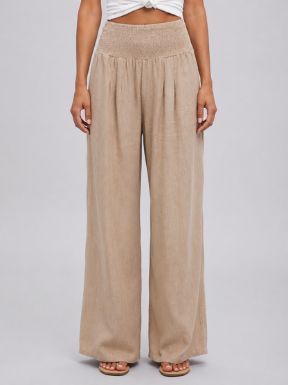 Della | Women's Linen Look Wide Leg Trousers