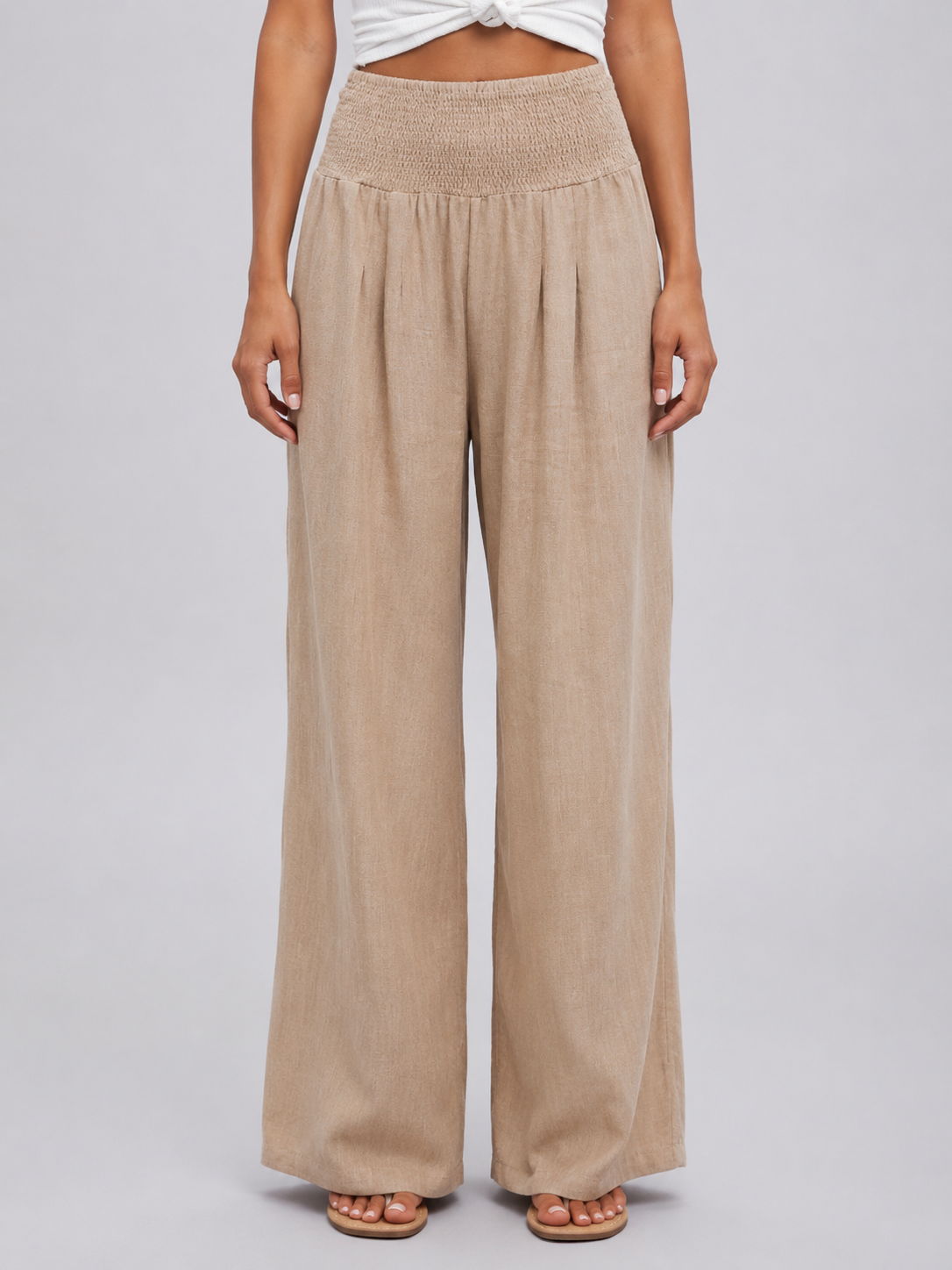 Talitha | Women's Linen Look Wide Leg Trousers