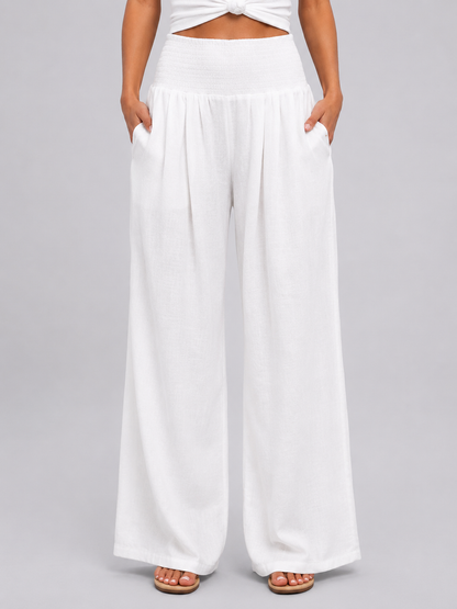 Della | Women's Linen Look Wide Leg Trousers
