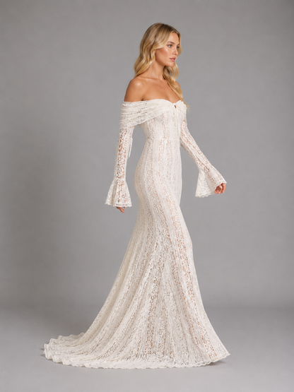 Isolde | Women's Off-Shoulder Lace Maxi Dress