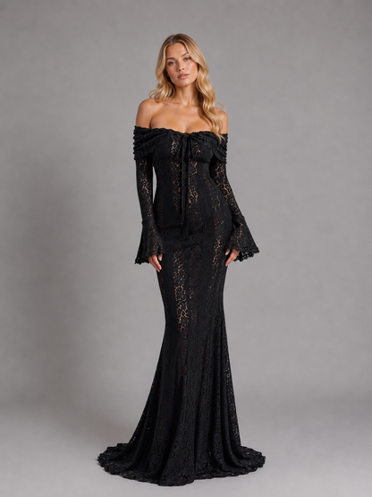 Isolde | Women's Off-Shoulder Lace Maxi Dress
