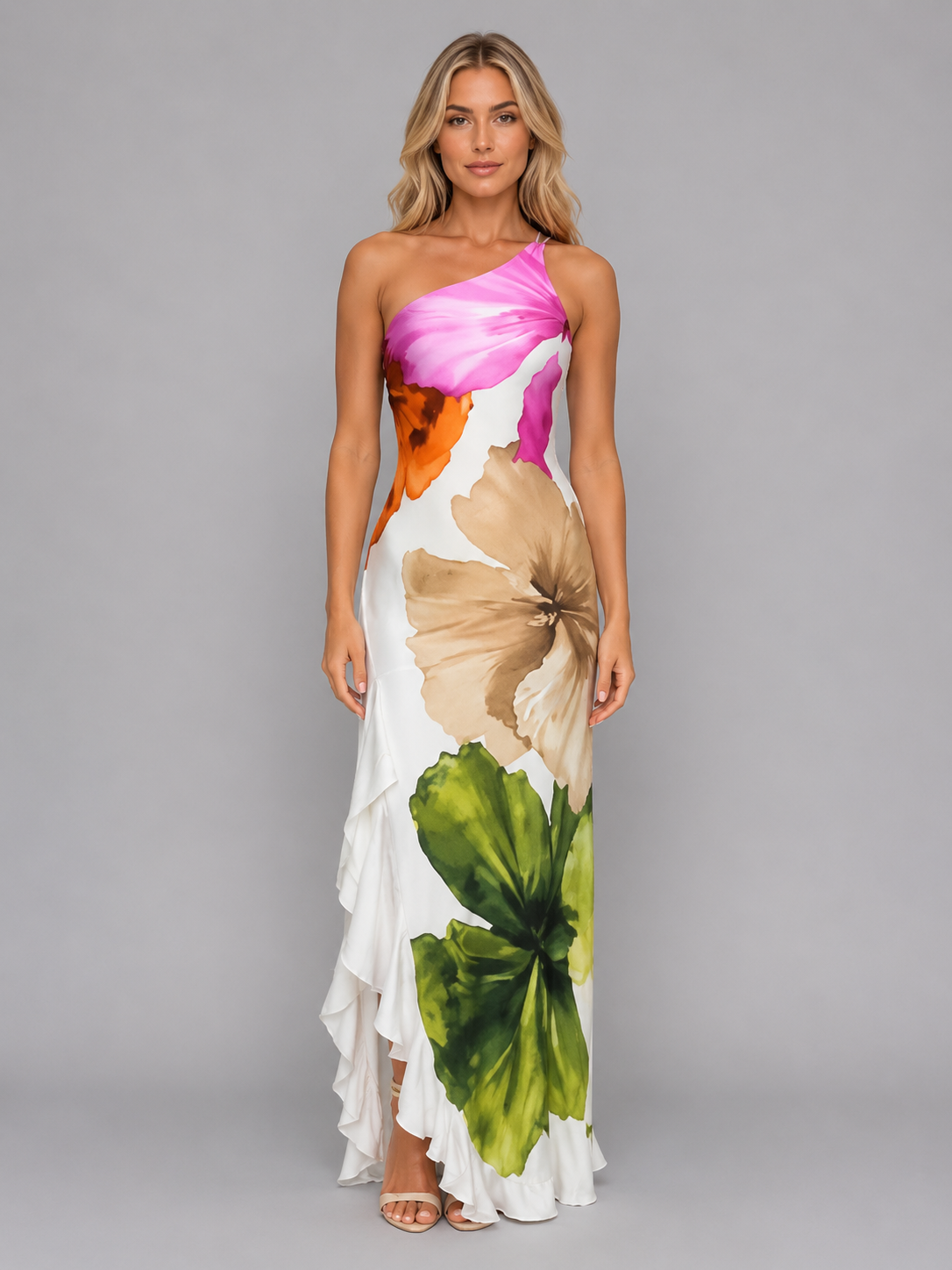 Delilah | Women's One-Shoulder Floral Maxi Dress