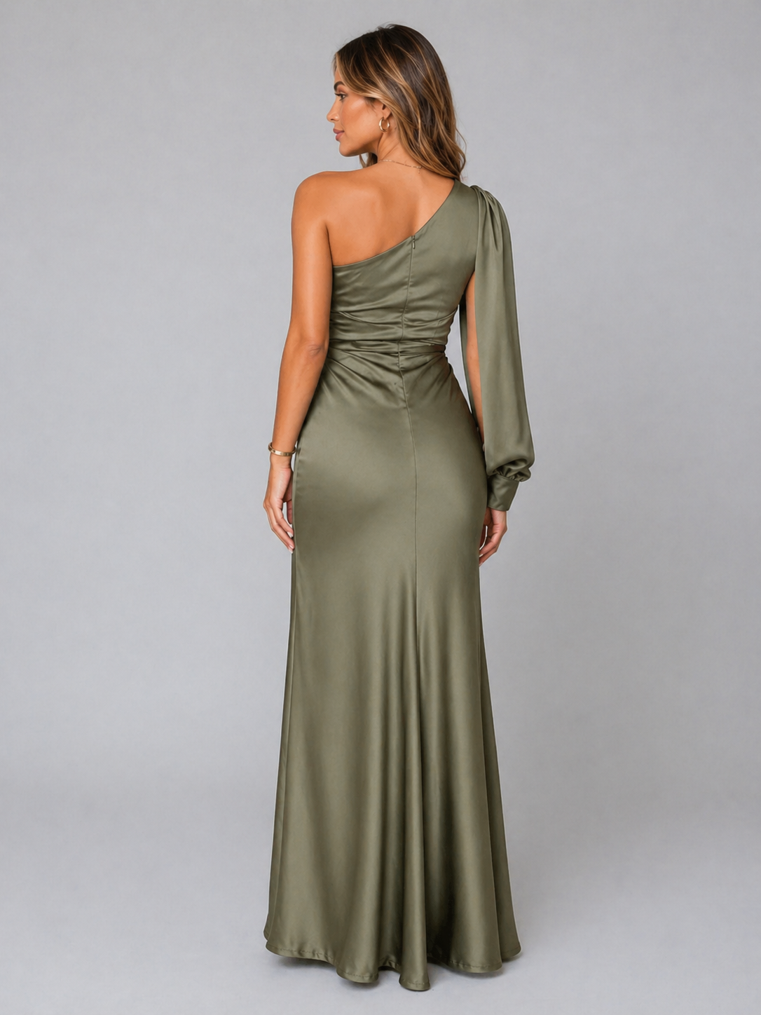 Octavia | Women's One-Shoulder Satin Maxi Dress