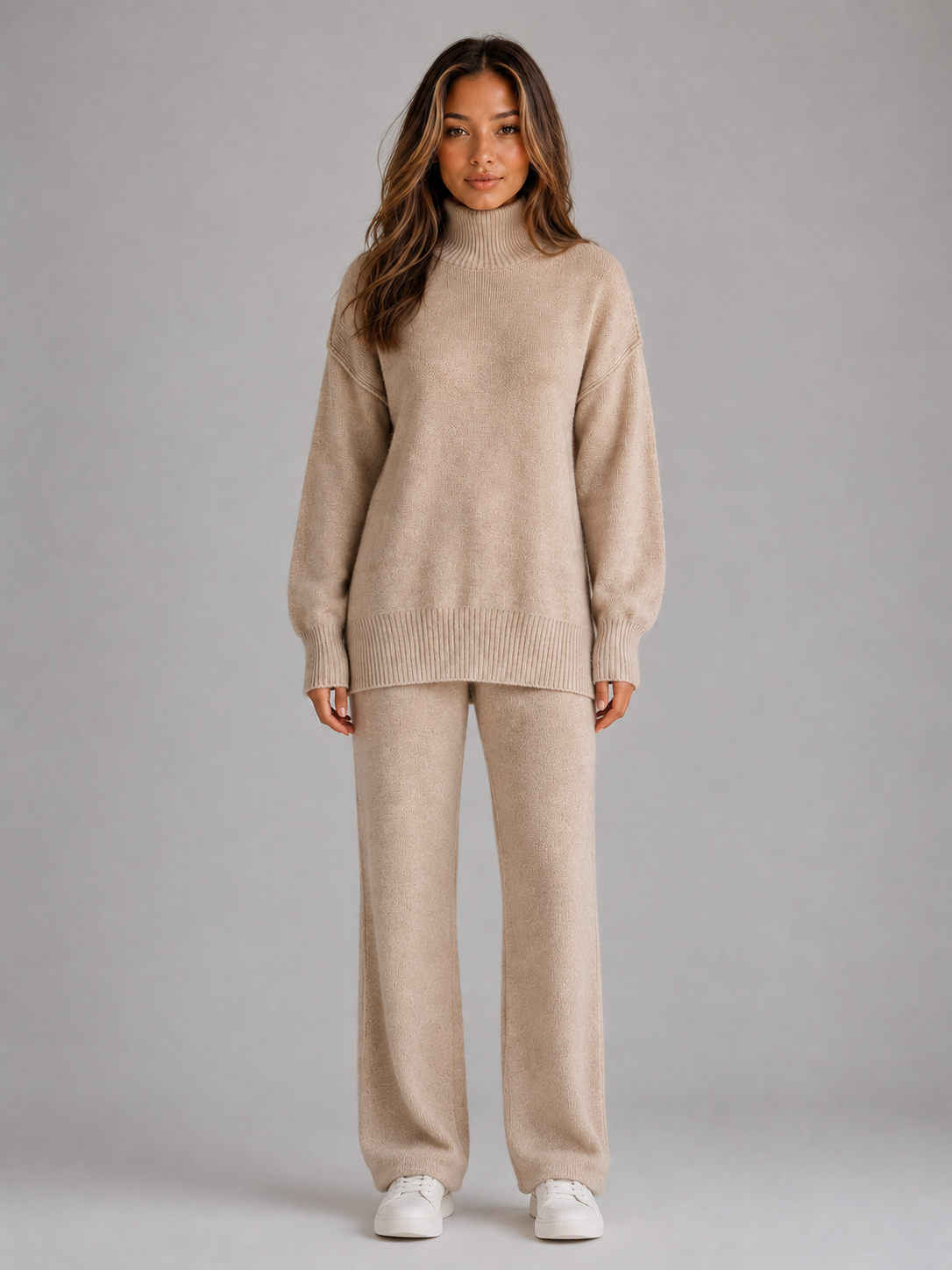 Elysia | Women's Roll Neck Knitted Lounge Set