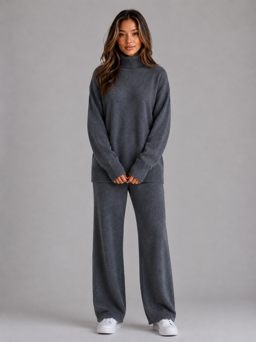 Elysia | Women's Roll Neck Knitted Lounge Set