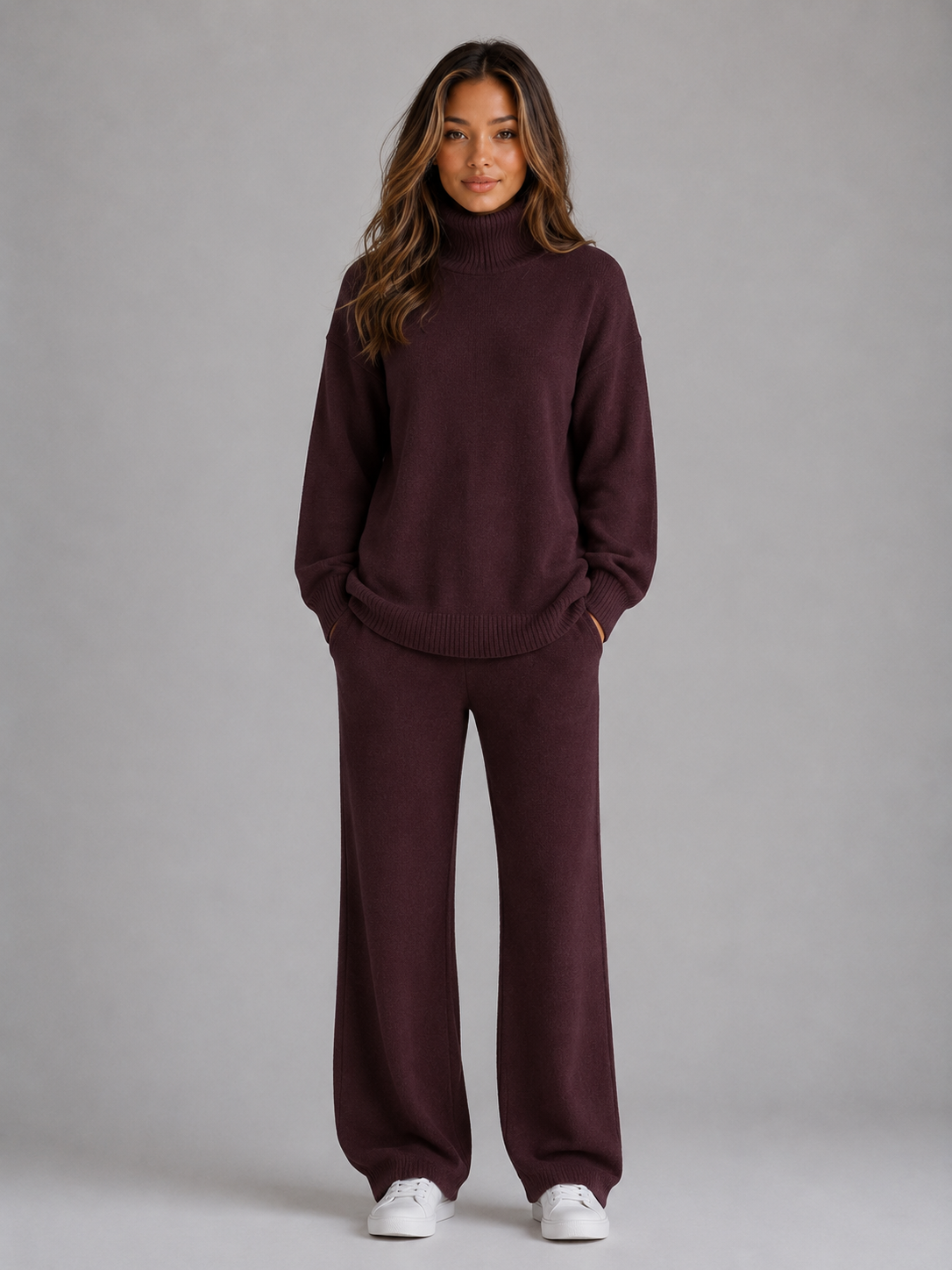 Elysia | Women's Roll Neck Knitted Lounge Set