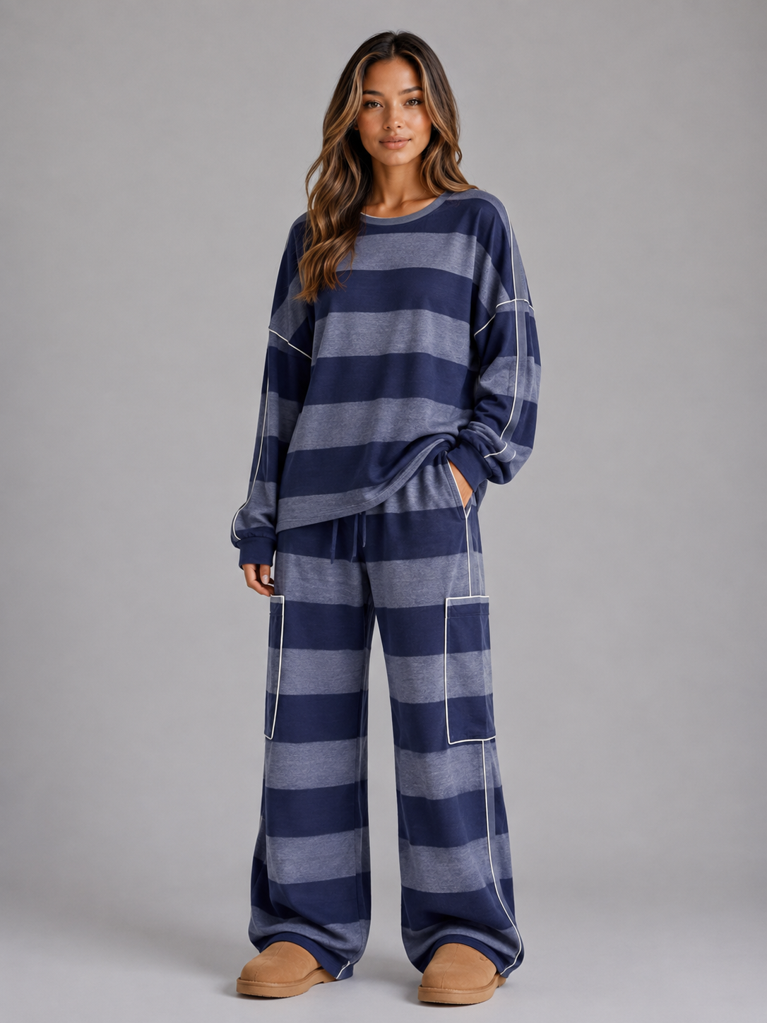 Edeline | Women's Oversized Striped Lounge Set