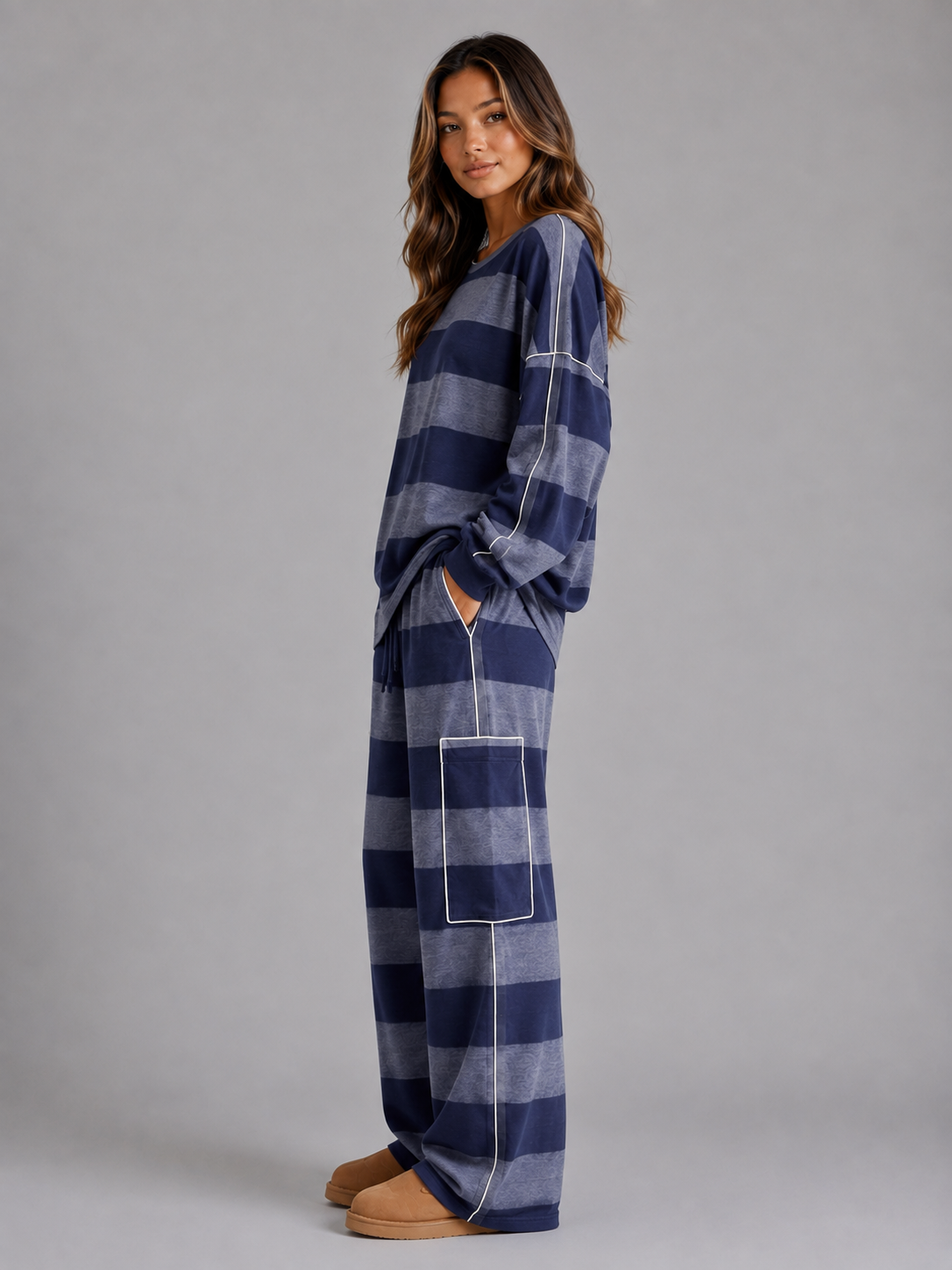 Edeline | Women's Oversized Striped Lounge Set