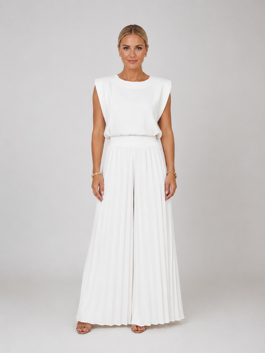 Sabella | Women's Pleated Wide Leg Trouser Set