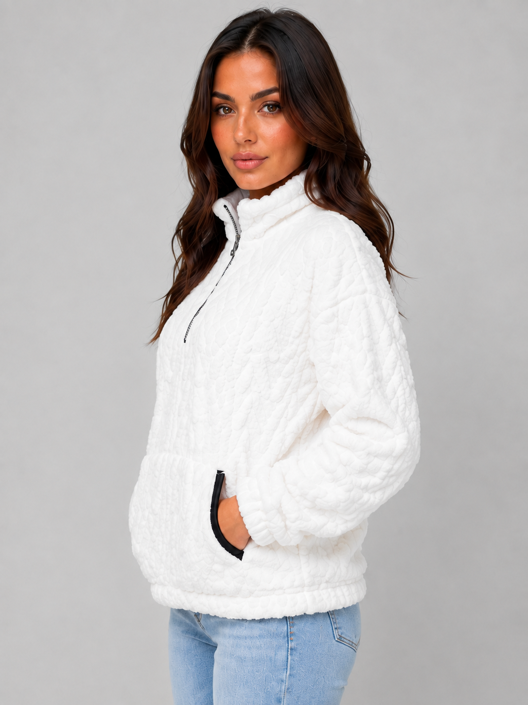 Sibella | Women's Half-Zip Relaxed Fit Fleece Pullover