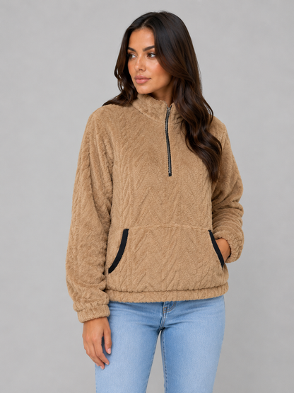 Sibella | Women's Half-Zip Relaxed Fit Fleece Pullover