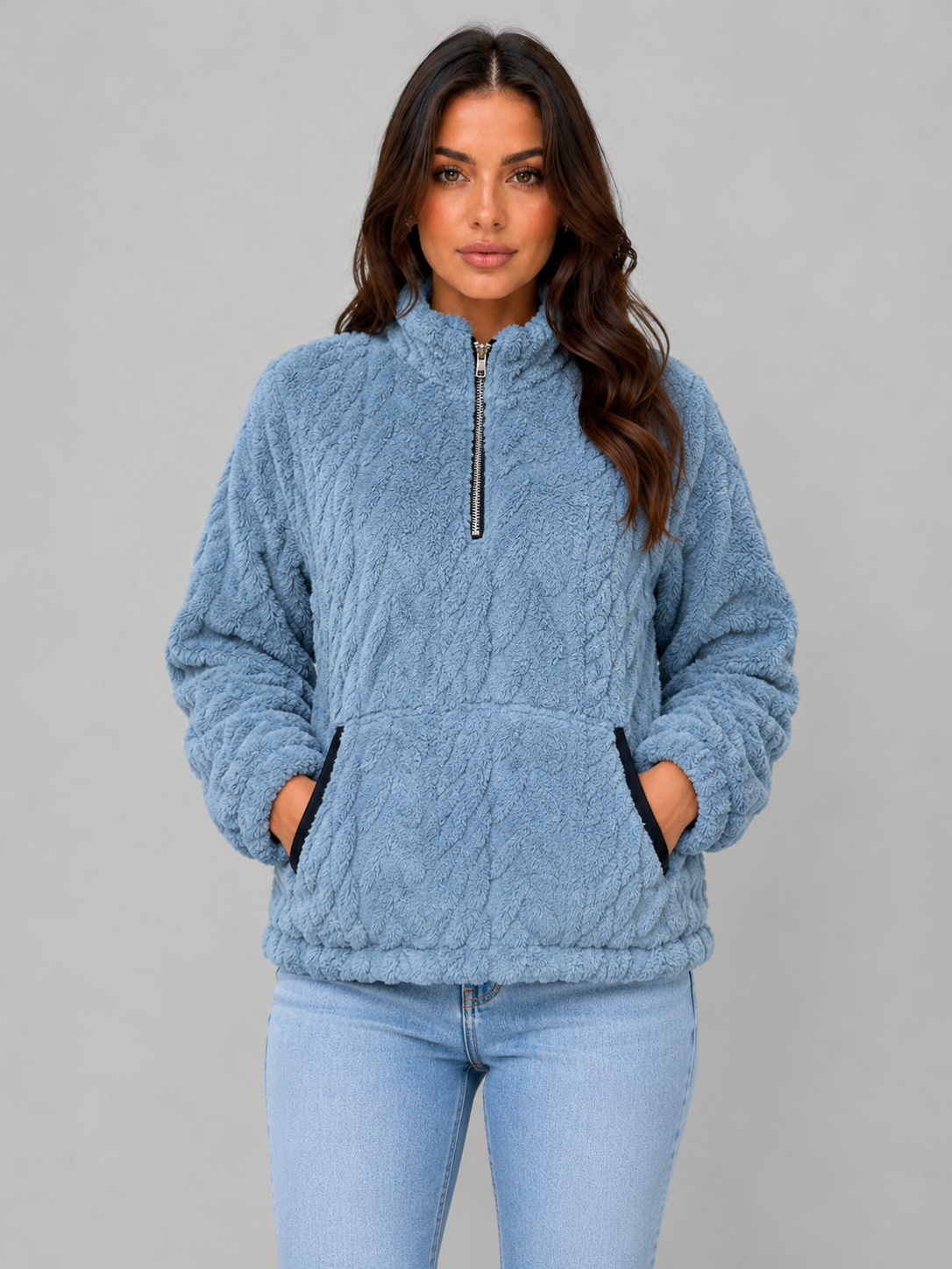 Sibella | Women's Half-Zip Relaxed Fit Fleece Pullover