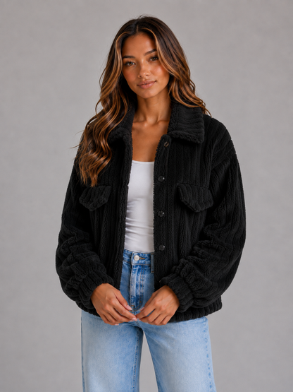 Anemone | Women's Plush Teddy Collared Coat