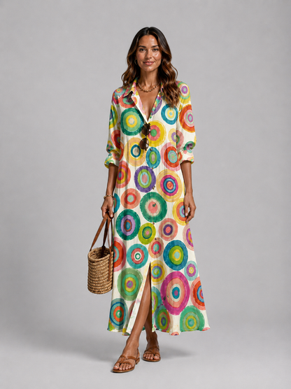 Bryony | Women's Printed Shirt Maxi Dress