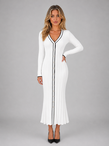Temperance | Women's V-Neck Long Sleeve Midi Dress