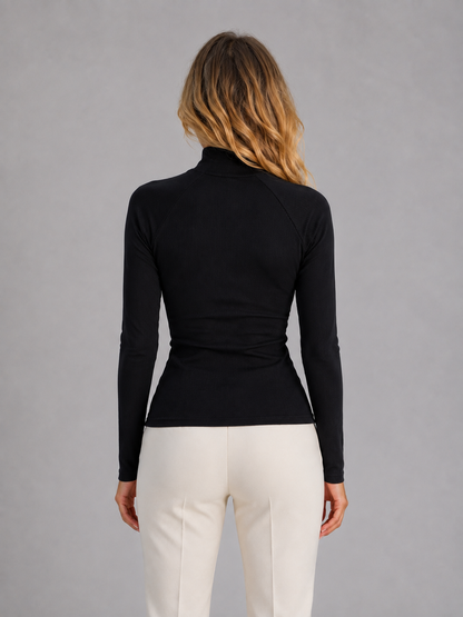 Diana | Women's Ribbed High-Neck Zip Top