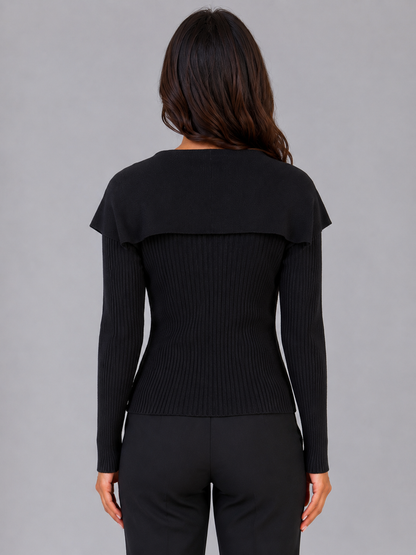 Selina | Women's Ribbed Knit Cape Collar Cardigan