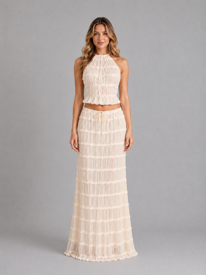Ottoline | Women's Ruffle Textured Two-Piece Maxi Set