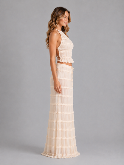 Ottoline | Women's Ruffle Textured Two-Piece Maxi Set