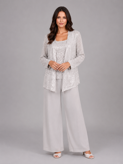 Ramona | Women's Sequin Three-Piece Trouser Set