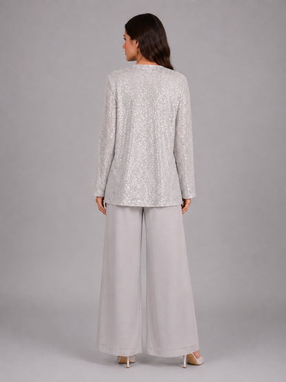 Ramona | Women's Sequin Three-Piece Trouser Set