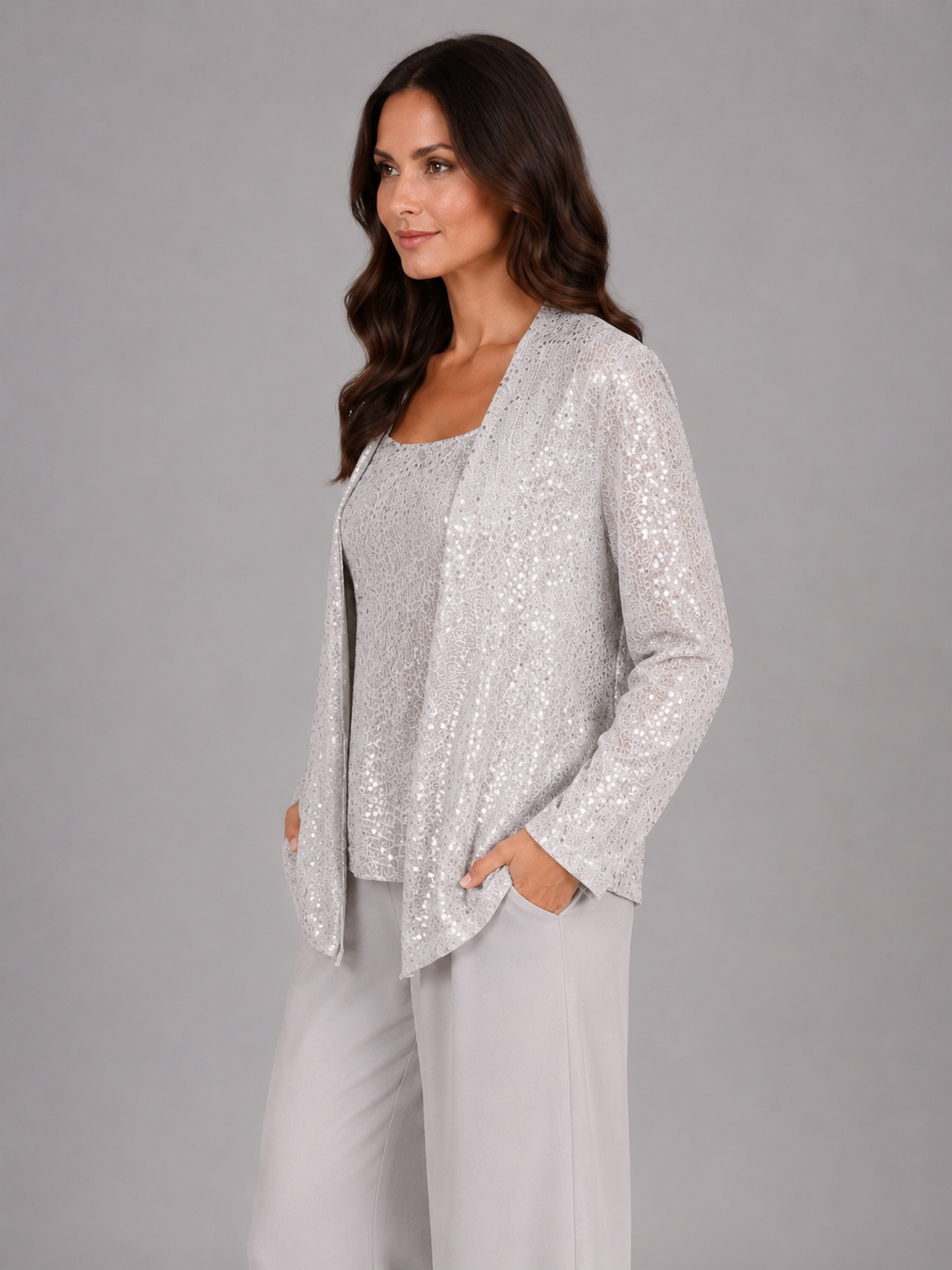 Ramona | Women's Sequin Three-Piece Trouser Set