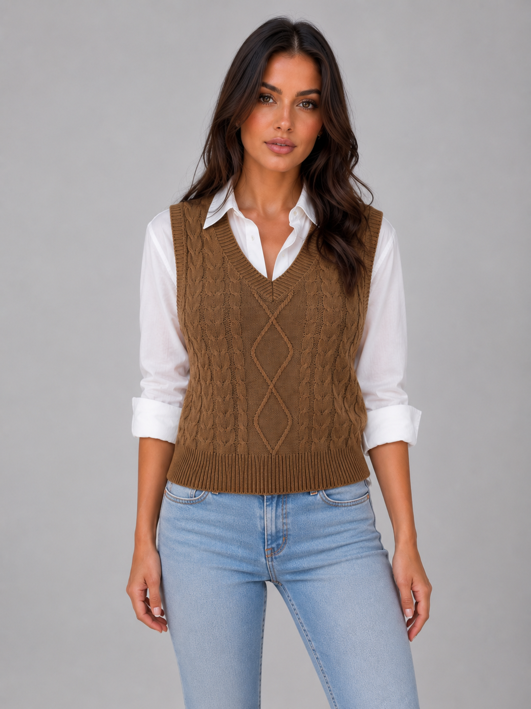 Fenella | Women's Cable Knit Sweater Vest
