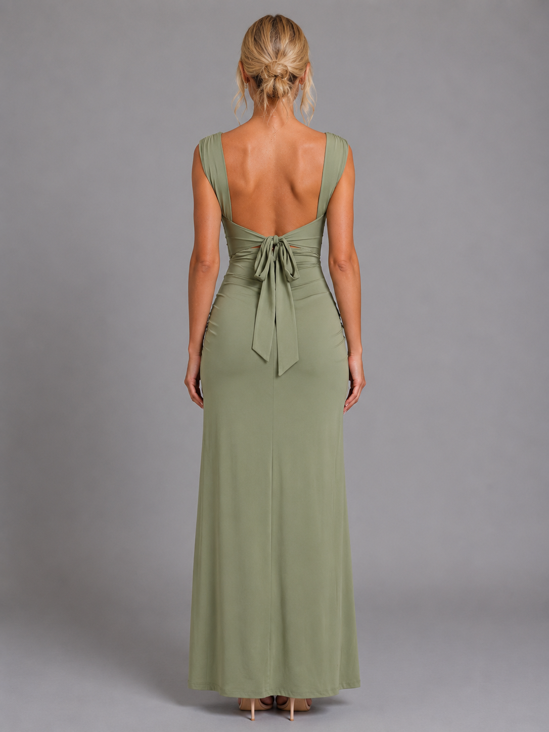 Delia | Women's Square Neck Side Split Maxi Dress