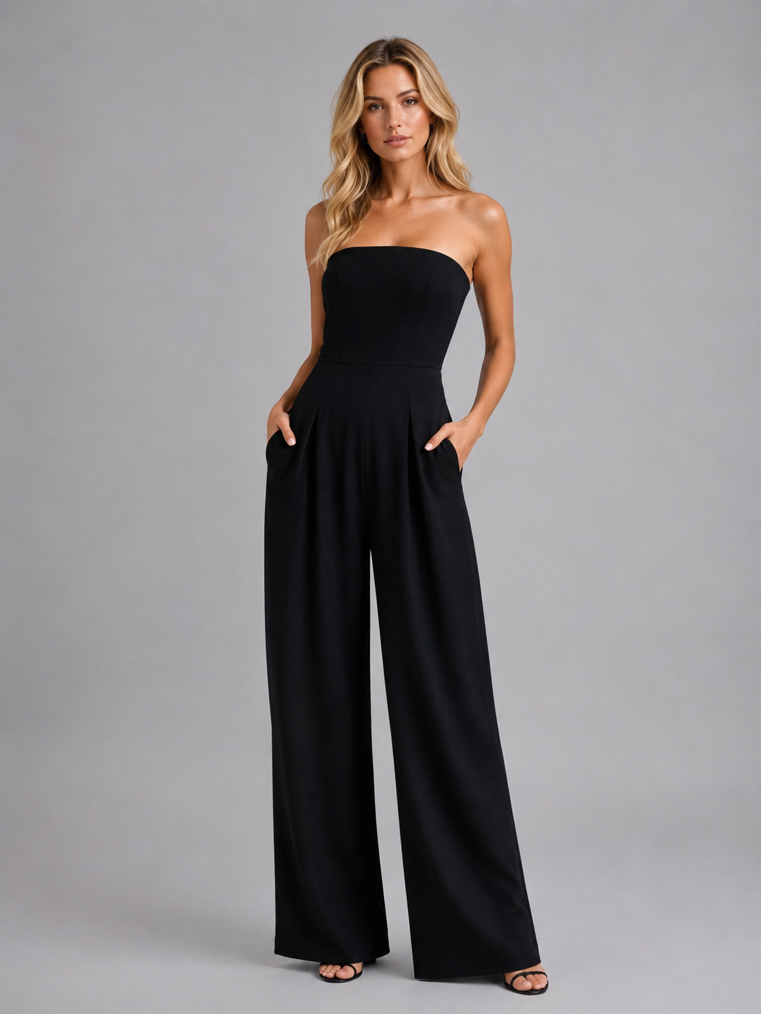 Lorna | Women's Strapless Wide Leg Jumpsuit