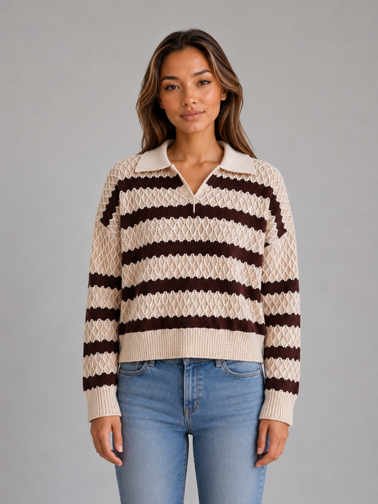 Evelina | Women's Striped Polo Jumper